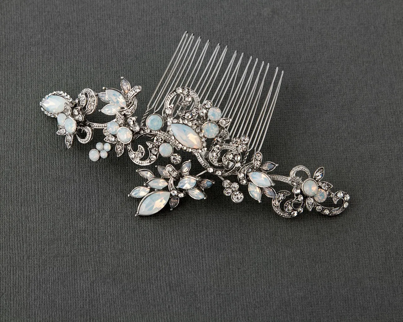 Vintage Wedding Comb with Opal Crystals