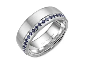 White Gold and Sapphire Men's Wedding Band