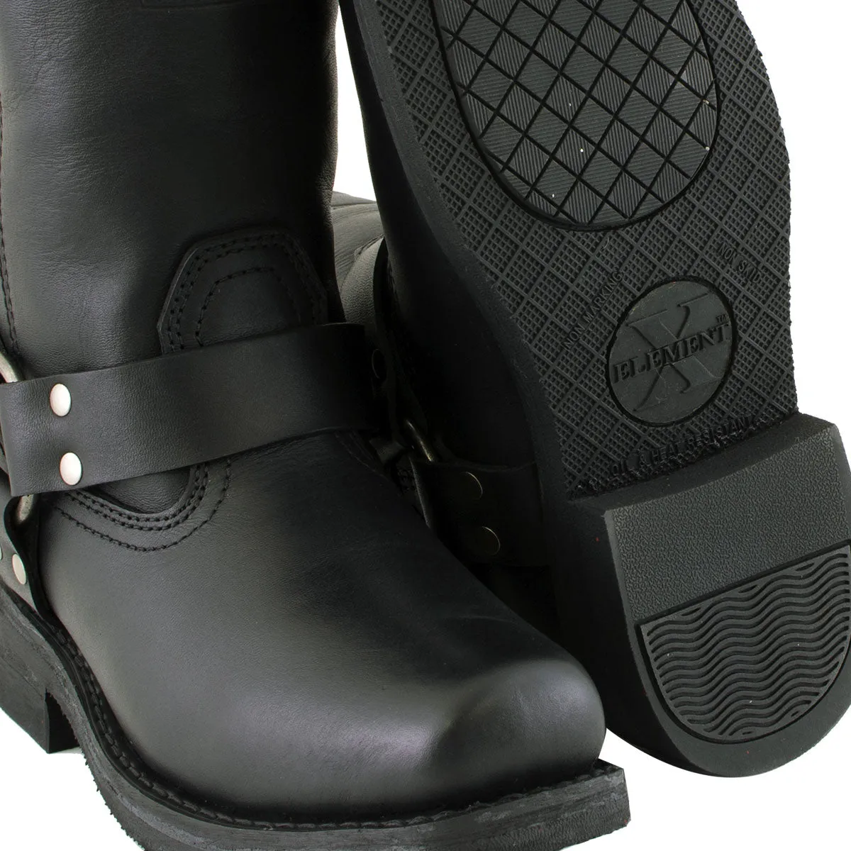 Xelement 2442 'Classic' Women's Black Full Grain Leather Harness Motorcycle Boots