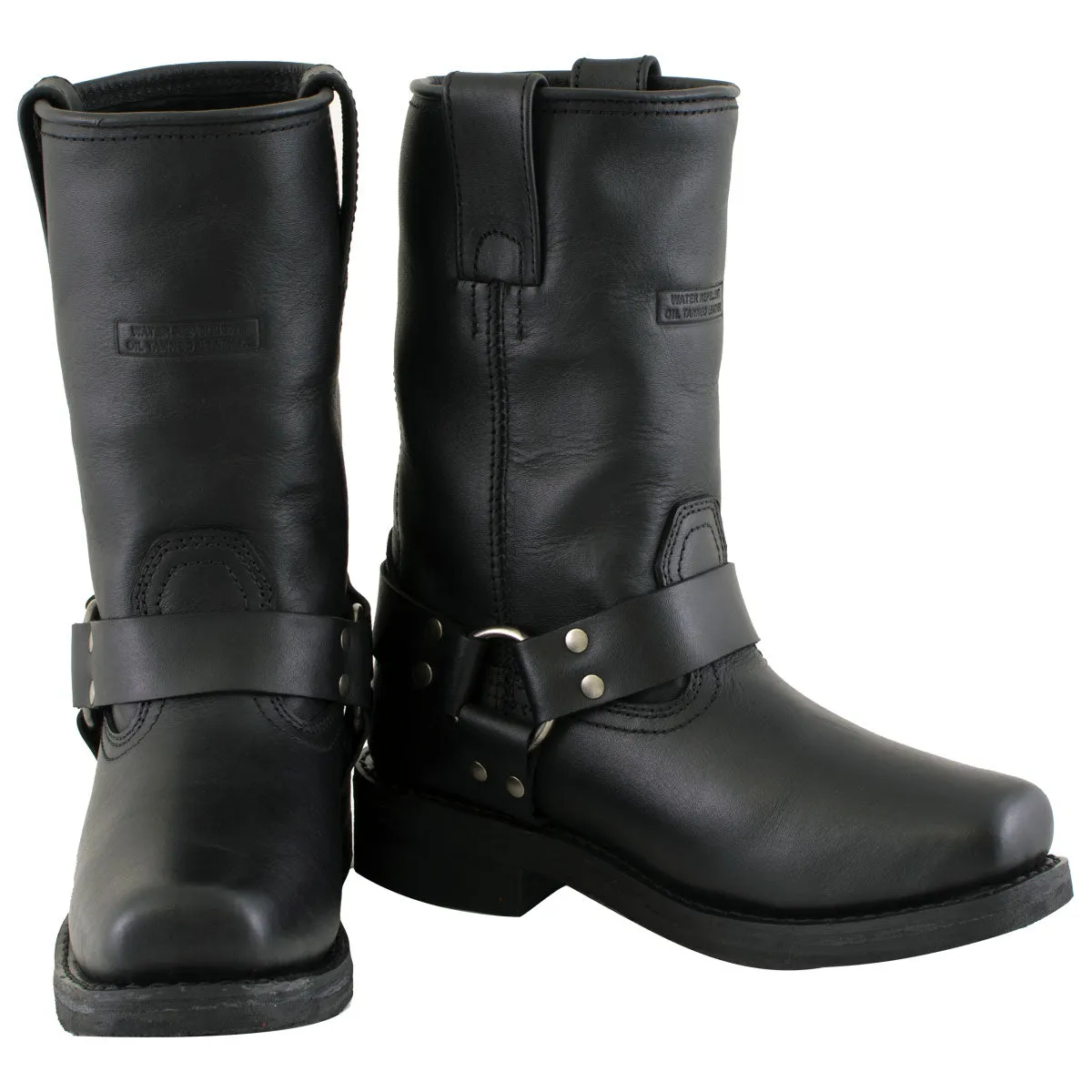 Xelement 2442 'Classic' Women's Black Full Grain Leather Harness Motorcycle Boots