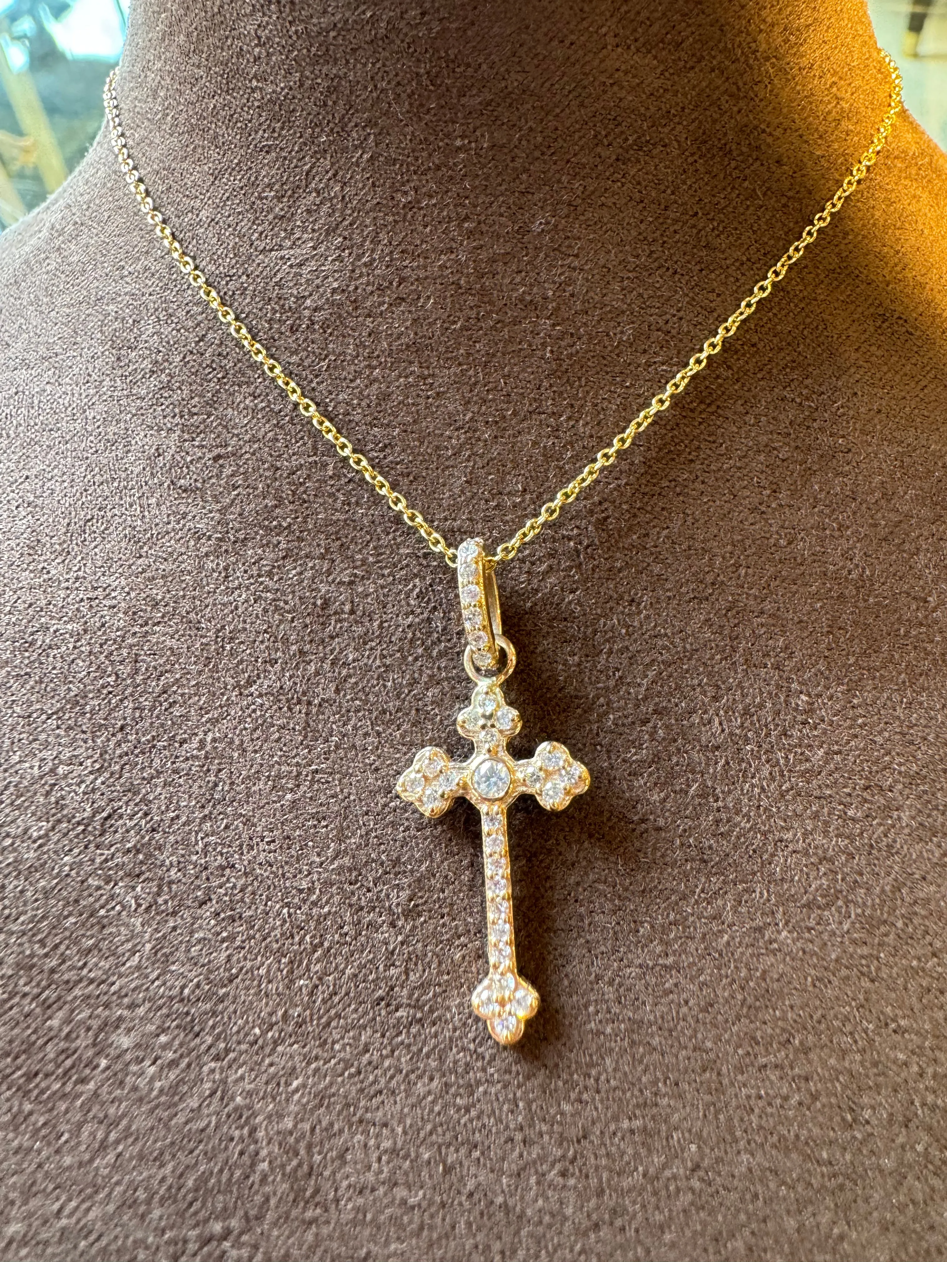 Yellow Gold Diamond Cross