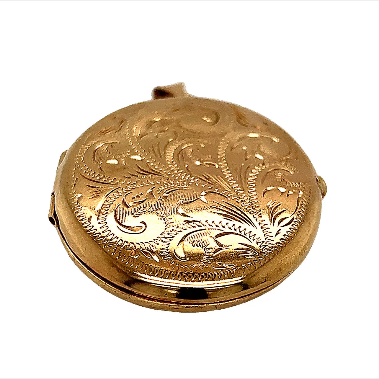 Yellow Gold Locket Pendant with Hand Engraved Front